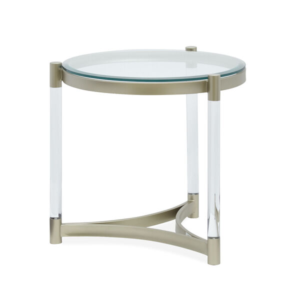 Silas Tempered Clear Glass Round End Table with Acrylic Leg, image 3