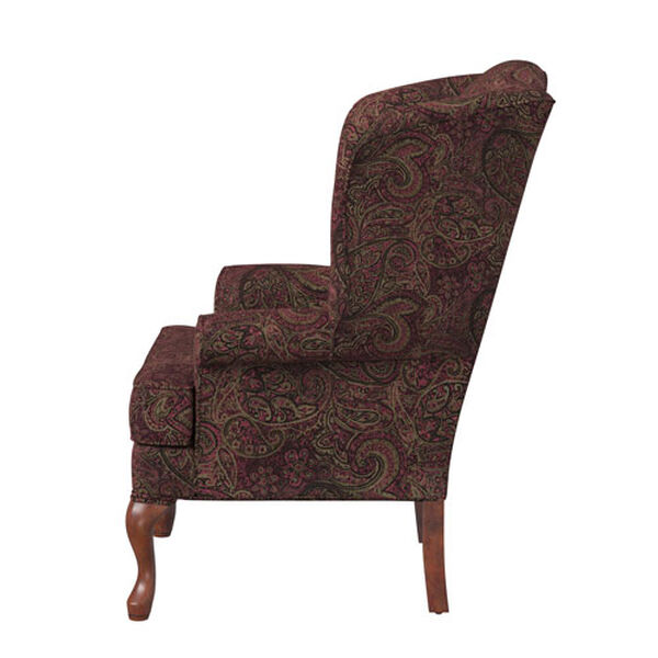 Paisley Cranberry Wing Back Chair, image 5