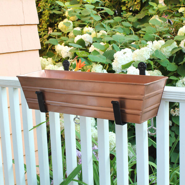 Copper Plated 22-Inch Flower Box with Clamp-On Bracket, image 3