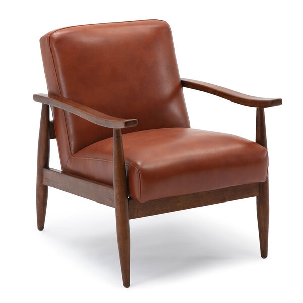 Austin Caramel and Walnut Wooden Base Accent Chair, image 1