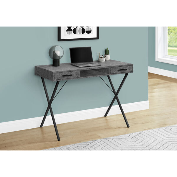 Dark Grey and Black Computer Desk with Two Drawers, image 2
