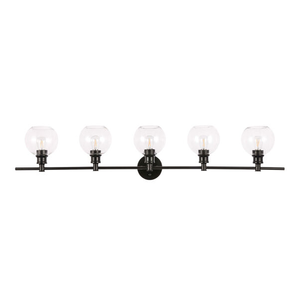Collier Black Five-Light Bath Vanity with Clear Glass, image 3