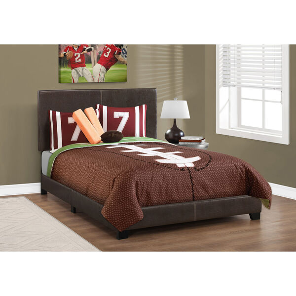 Full Size Dark Brown Leather-Look Bed, image 1