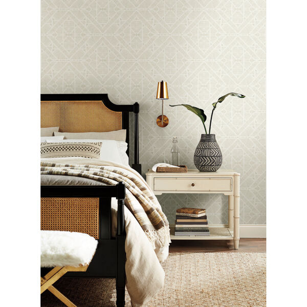 Tropics Beige Diamond Macrame Pre Pasted Wallpaper - SAMPLE SWATCH ONLY, image 6