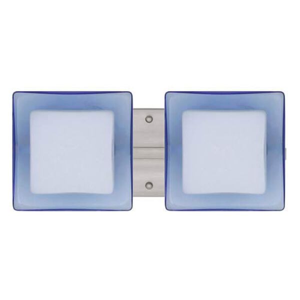 WS Opal/Blue Nickel Two-Light Bath Fixture, image 1