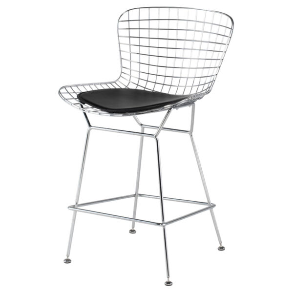 Wireback Black and Silver Counter Stool, image 1