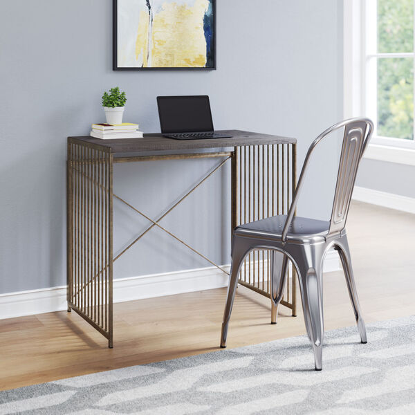 Zemo Gray and Antique Gold Desk, image 2
