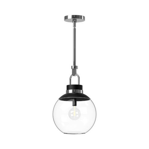 Copperfield Chrome 12-Inch One-Light Pendant with Clear Glass, image 1