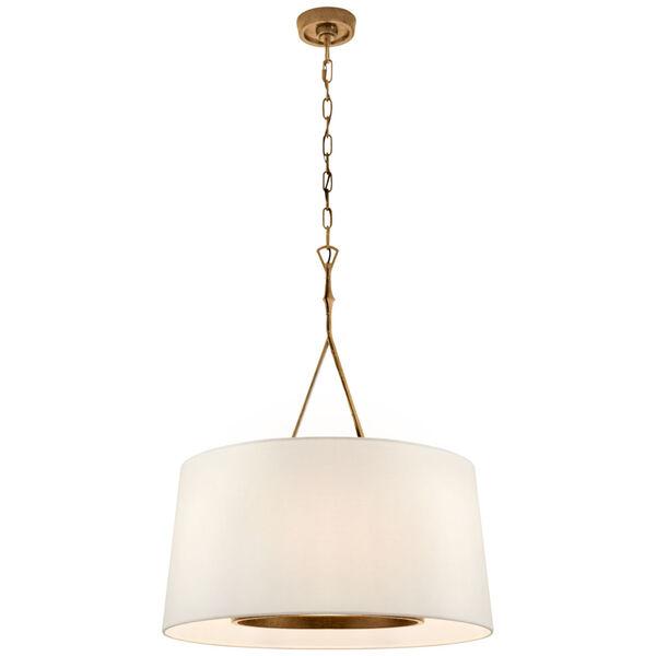 Dauphine Large Hanging Shade in Gilded Iron with Linen Shade by Studio VC, image 1