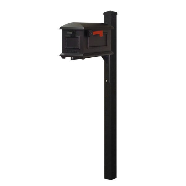 Curbside Black Mailbox with Wellington Mailbox Post, image 1