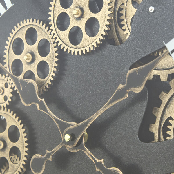 Black and Gold 21-Inch Paris II Gear Clock, image 3