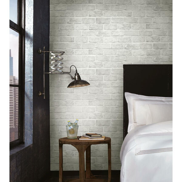 Stonecraft Stretcher Light Gray Brick Peel and Stick Wallpaper, image 1