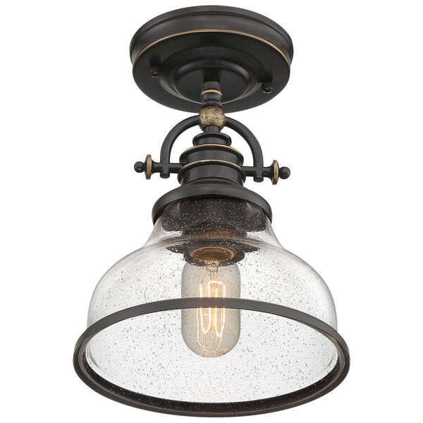 Grant Palladian Bronze 8-Inch One-Light Semi-Flush Mount with Clear Seeded Glass, image 3