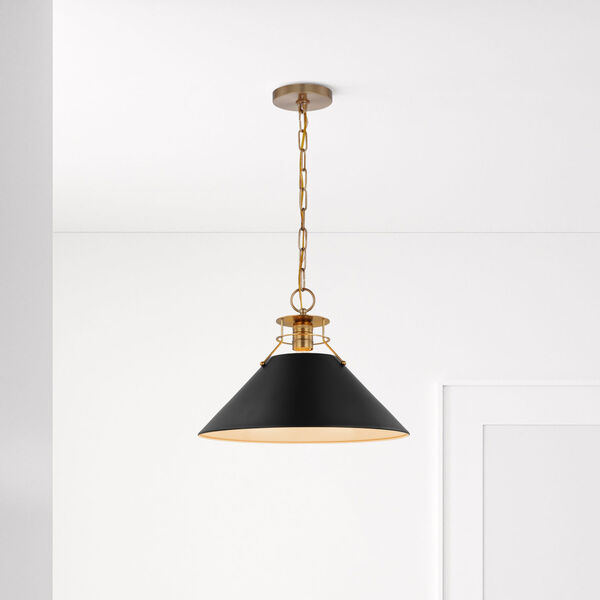 Outpost Matte Black and Burnished Brass One-Light Pendant, image 4