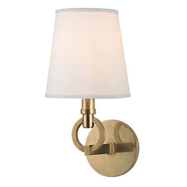 Malibu Aged Brass One-Light Wall Sconce with White Shade, image 1