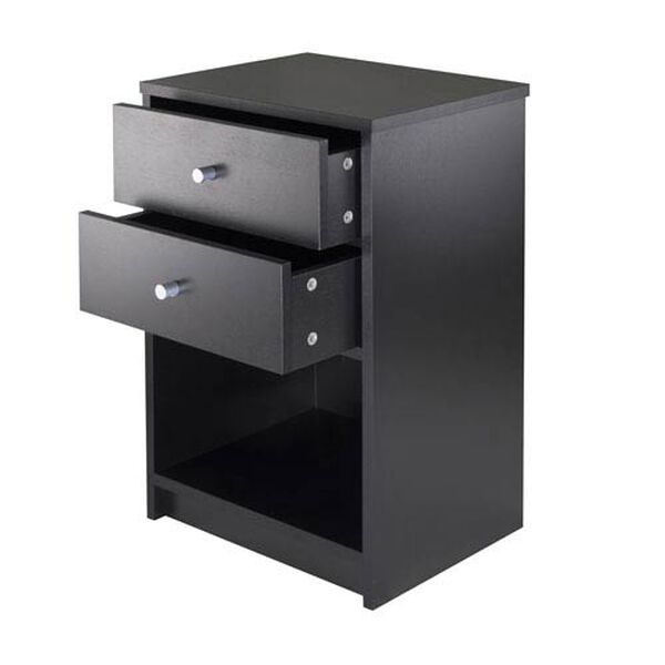 Ava Accent Table with Two Drawers in Black Finish, image 2