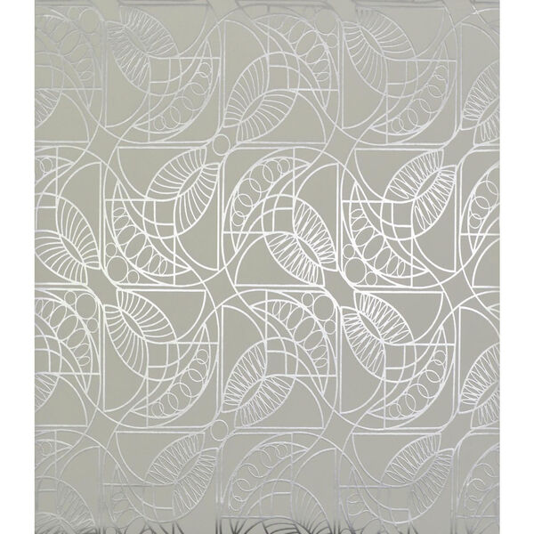 Antonina Vella Modern Metals Cartouche White and Silver Wallpaper, image 1