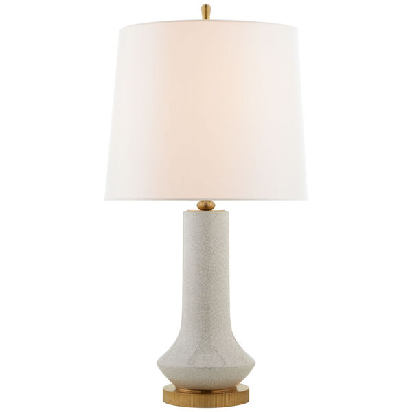 Luisa Large Table Lamp in White Crackle with Linen Shade by Thomas O'Brien, image 1