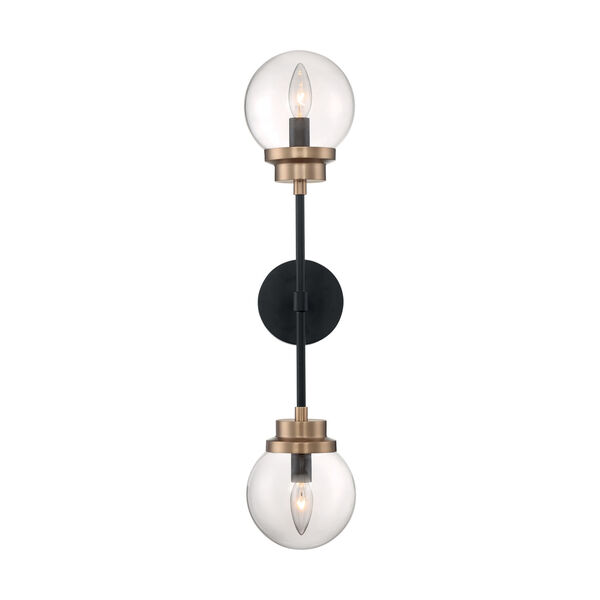 Axis Matte Black and Brass Two-Light Wall Sconce, image 3