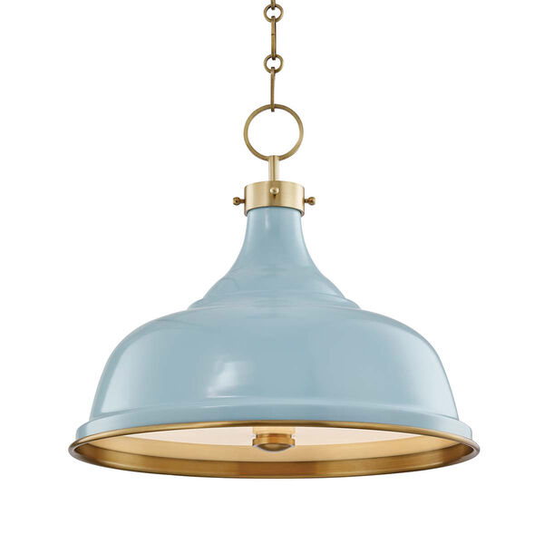 Painted No.1 Gold and Blue Three-Light 18-Inch Chandelier, image 1