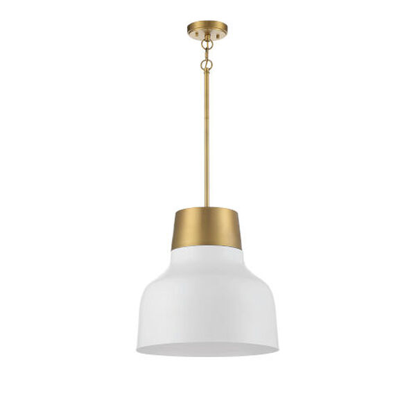 Chelsea White with Natural Brass 17-Inch One-Light Pendant, image 2