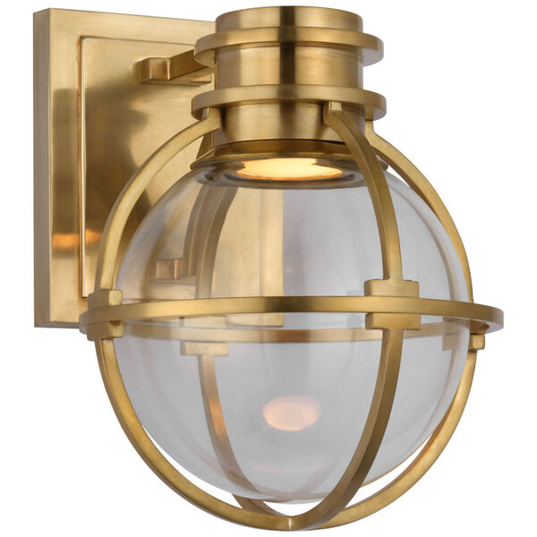 Gracie Single Sconce in Antique-Burnished Brass with Clear Glass by Chapman  and  Myers, image 1