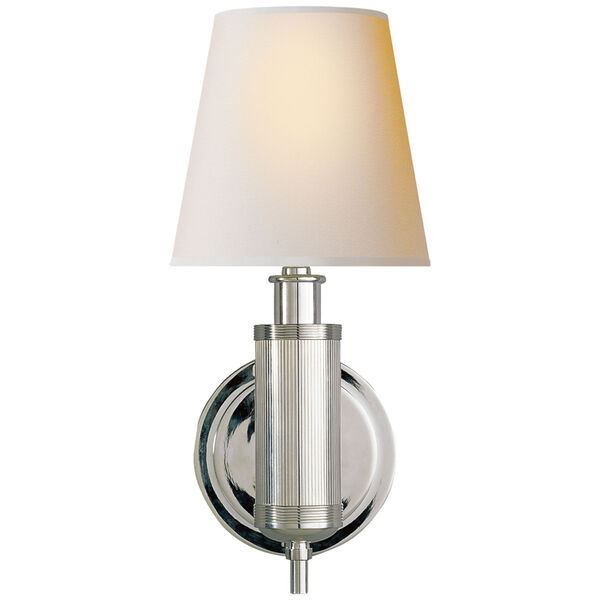 Longacre Sconce in Polished Nickel with Natural Paper Shade by Thomas O'Brien, image 1