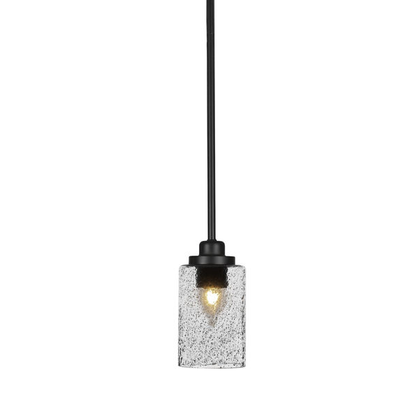 Odyssey Matte Black Four-Inch One-Light Mini Pendant with Smoke Bubble Glass Shade, image 1
