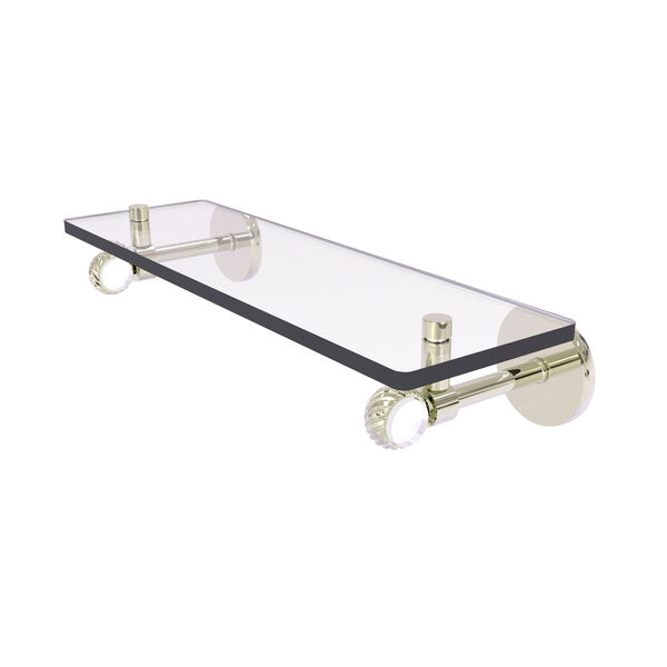 Clearview Polished Nickel 16-Inch Glass Shelf with Twisted Accents, image 1