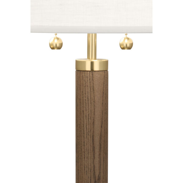 Dexter Modern Brass Two-Light Table Lamp With Oyster Linen Shade, image 2