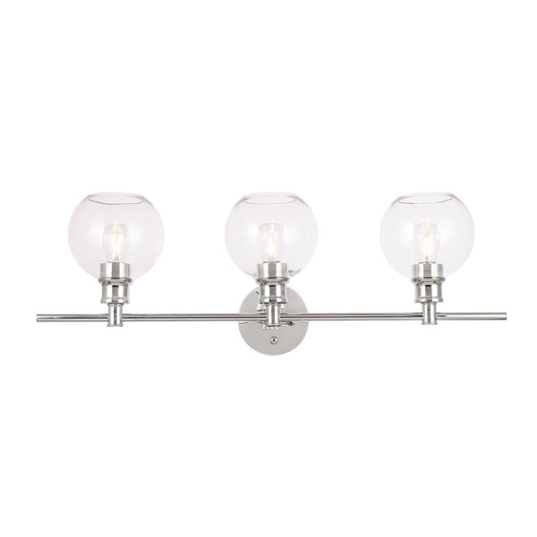Collier Chrome Three-Light Bath Vanity with Clear Glass, image 1