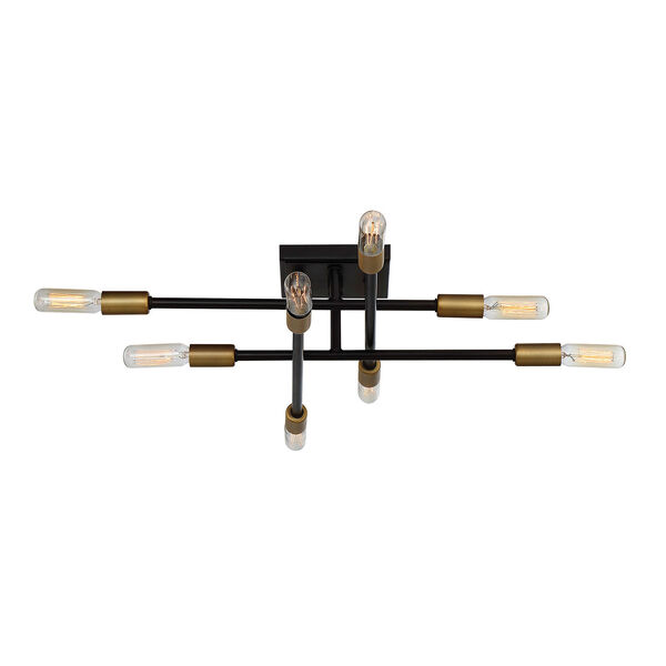 Uptown Bronze with Brass Accents Eight-Light Semi-Flush Mount, image 1