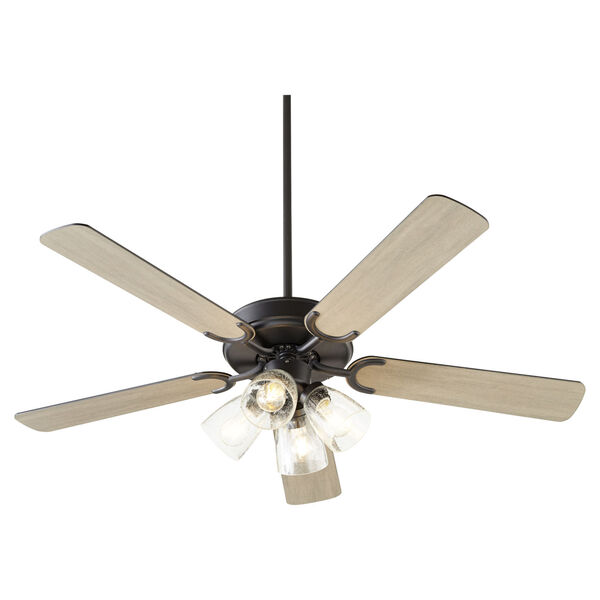 Virtue Matte Black Four-Light 52-Inch Ceiling Fan with Clear Seeded Glass, image 3