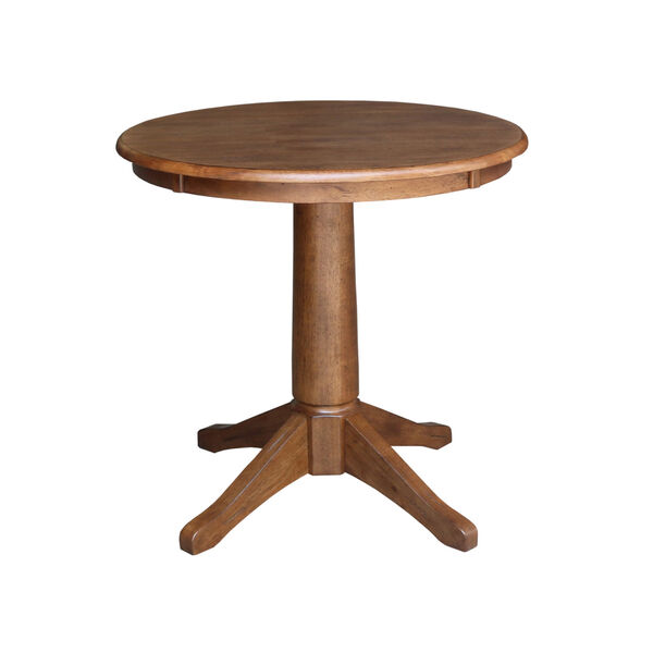 Emily Distressed Oak 30-Inch Round Top Pedestal Table with Two Chair, Set of Three, image 3