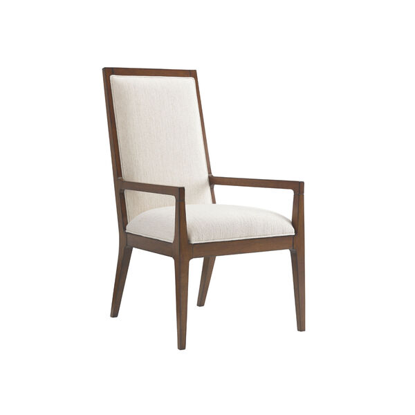 Island Fusion Brown and White Natori Slat Back Arm Chair, image 1