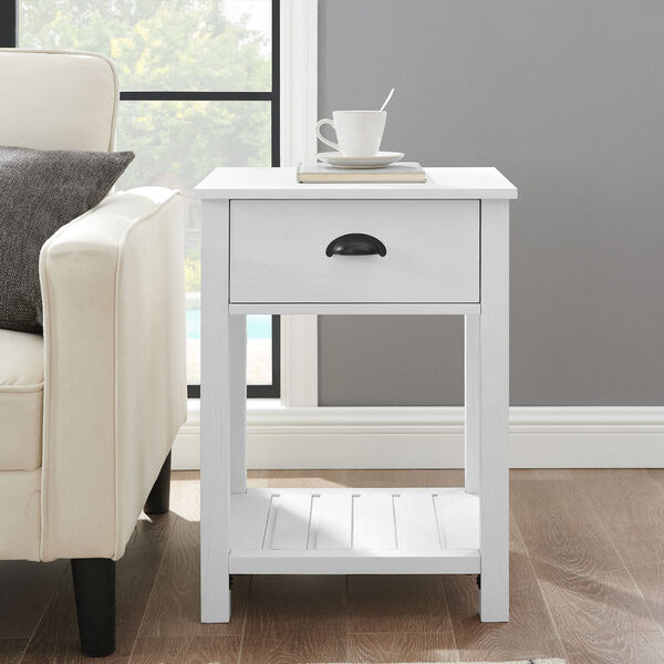 Brushed White Single Drawer Side Table, Set of Two, image 2