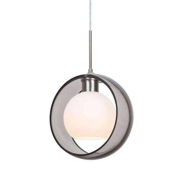 Mana Satin Nickel One-Light Pendant With Transparent Smoke and Opal Glass, image 1