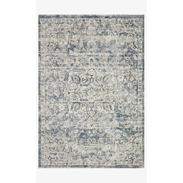 Theory Ivory and Blue Runner: 2 Ft. 7 In. x 13 Ft., image 1