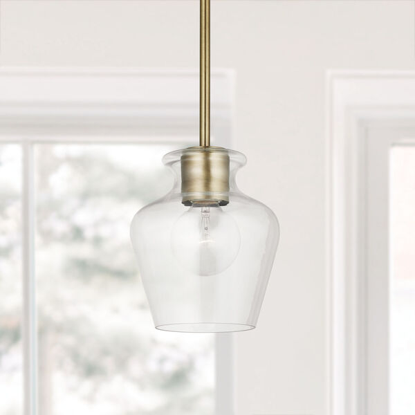 Danes One-Light Mini Pendant with Clear Glass, image 2