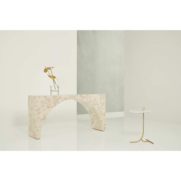 Tranquility Rose Quartz White and Gold Accent Table, image 2