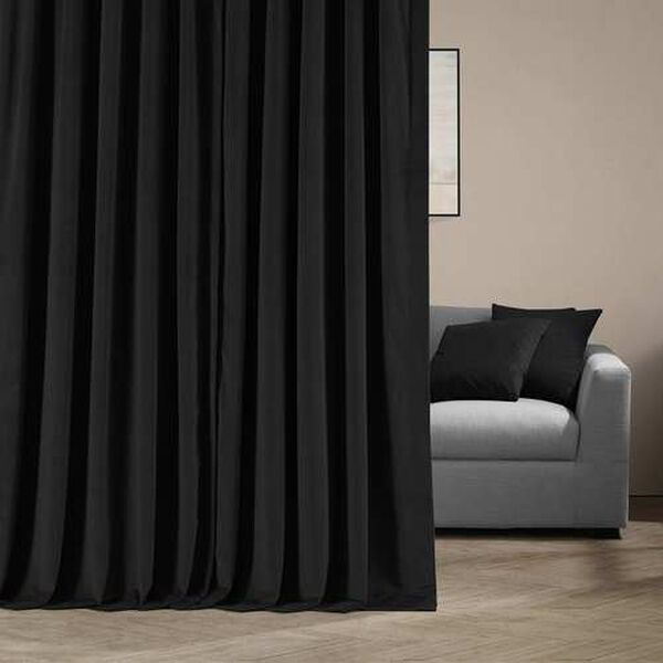 Signature Black Double Wide Velvet Blackout Pole Pocket Single Panel Curtain 100 x 96, image 2