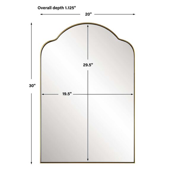 Sidney Brushed Brass Arch Wall Mirror, image 3