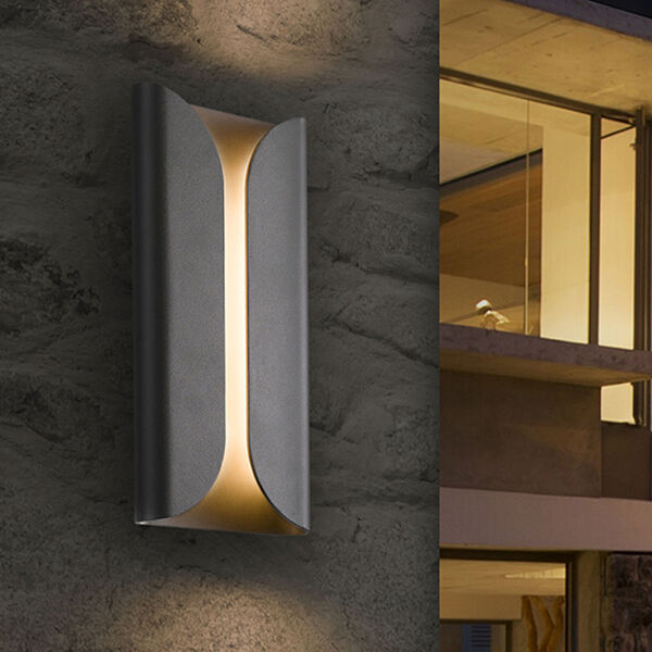 Folds LED Textured White 1-Light Outdoor Wall Sconce 14-Inch, image 2