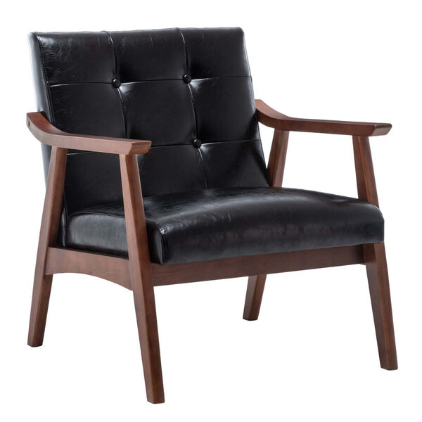 Take a Seat Natalie Black Faux Leather and Espresso Accent Chair, image 3