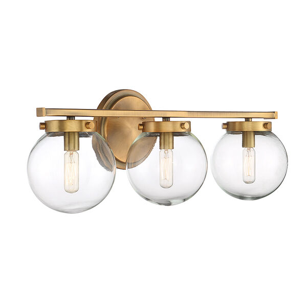 Nicollet Natural Brass LED Three-Light Bath Vanity, image 4
