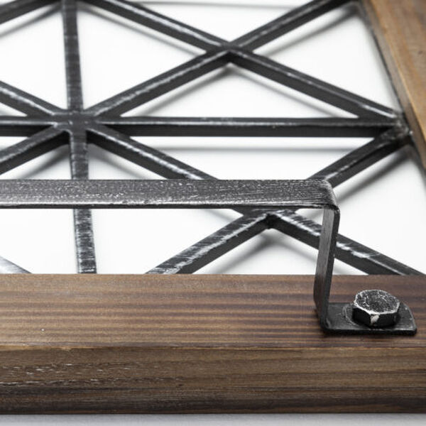 Ellingson Brown and Black Rectangular Metal Glass Wood Bottom Tray, image 5