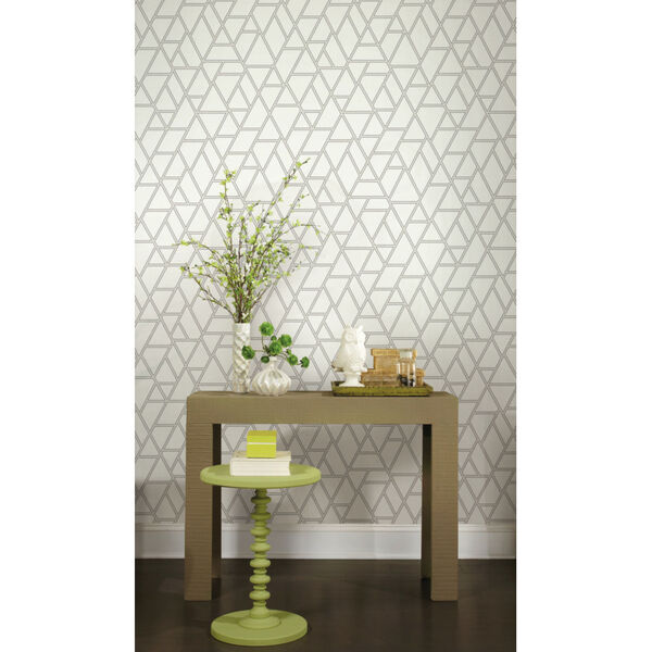 Grandmillennial White Gray Pathways Pre Pasted Wallpaper, image 1