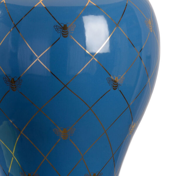 Shayla Copas Blue Glaze and Metallic Gold One-Light Ginger Jar Table Lamp, image 4