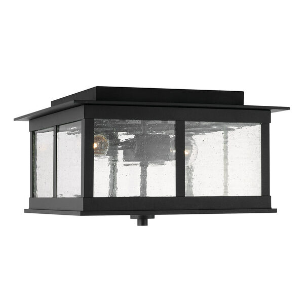 Barrett Black Three-Light Outdoor Flush Mount with Antiqued Glass, image 1