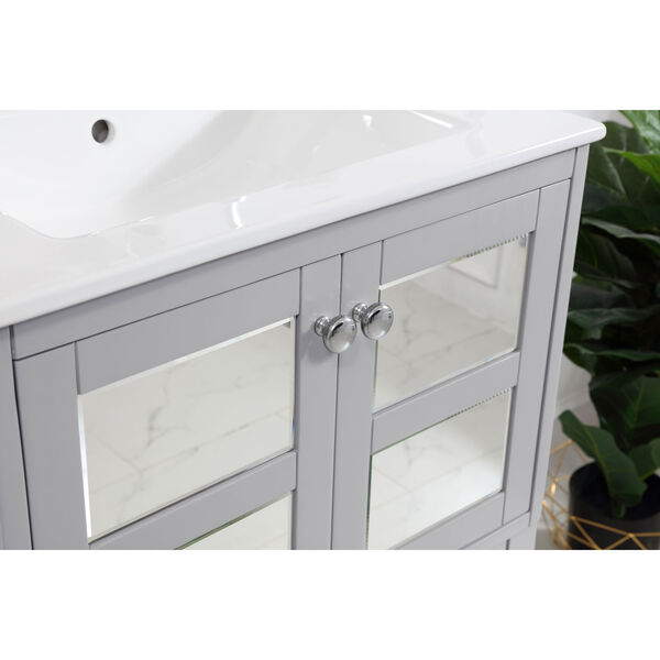 Mason Gray 25-Inch Single Bathroom Mirrored Vanity Sink Set, image 5